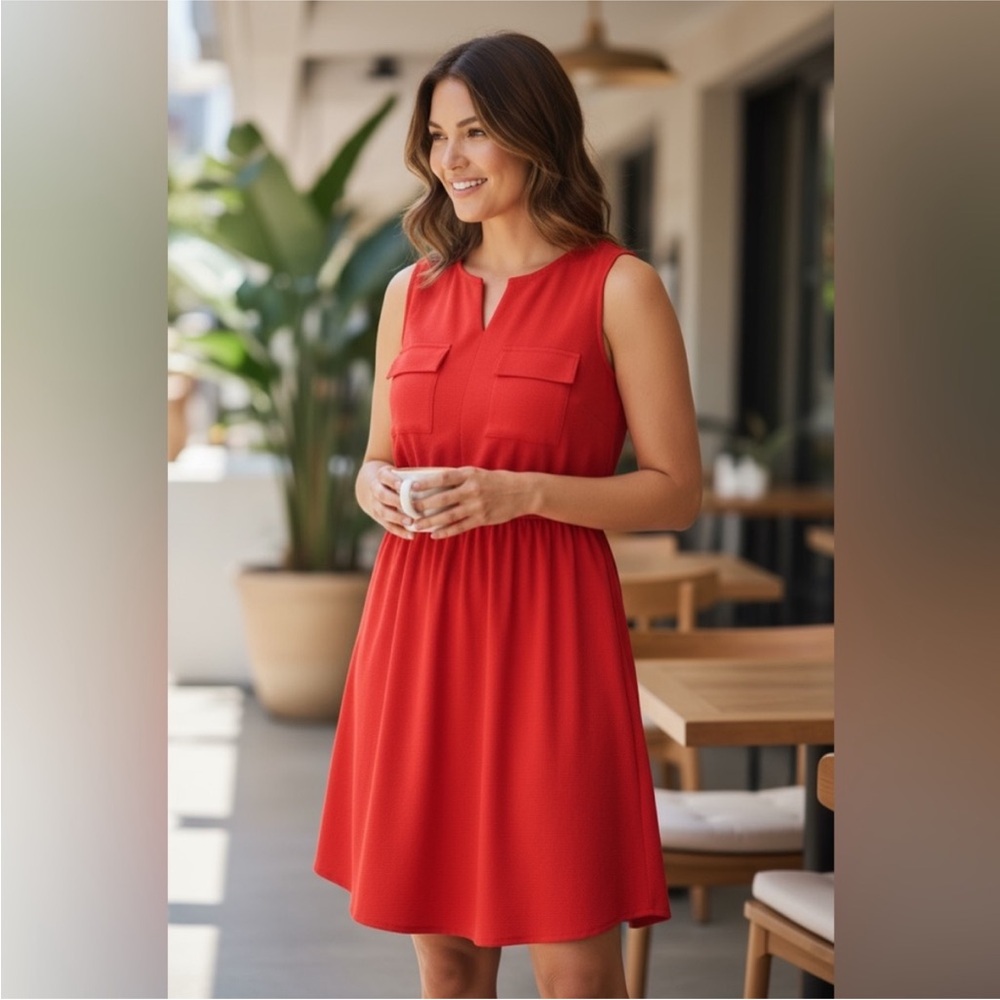 Monteau Casual Vibrant Red Sleeveless Mini Dress